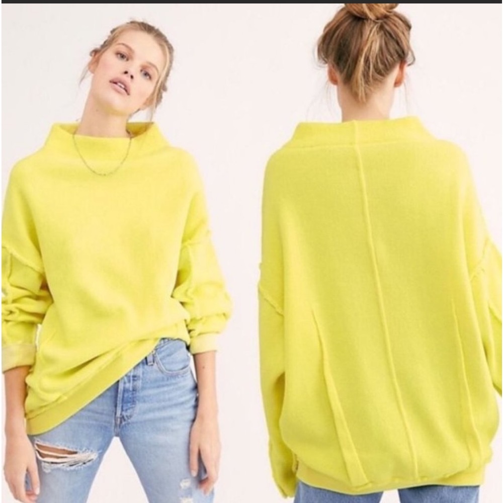 NWT Free People City Life Sweater Light Yellow Oversized Dolman Long Sleeves